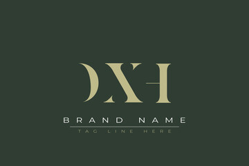 DXH abstract letter logo design. This logo is designed by three abstract letters. 