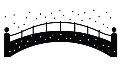 Naklejka premium Snow-Covered Bridge with Christmas Lights