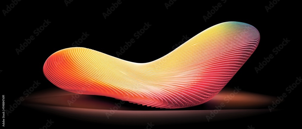 Aufkleber abstract flowing form with vibrant colors and smooth lines, modern design element on black backgroun