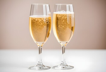 Champagne Glasses Clinking with Golden Bubbles