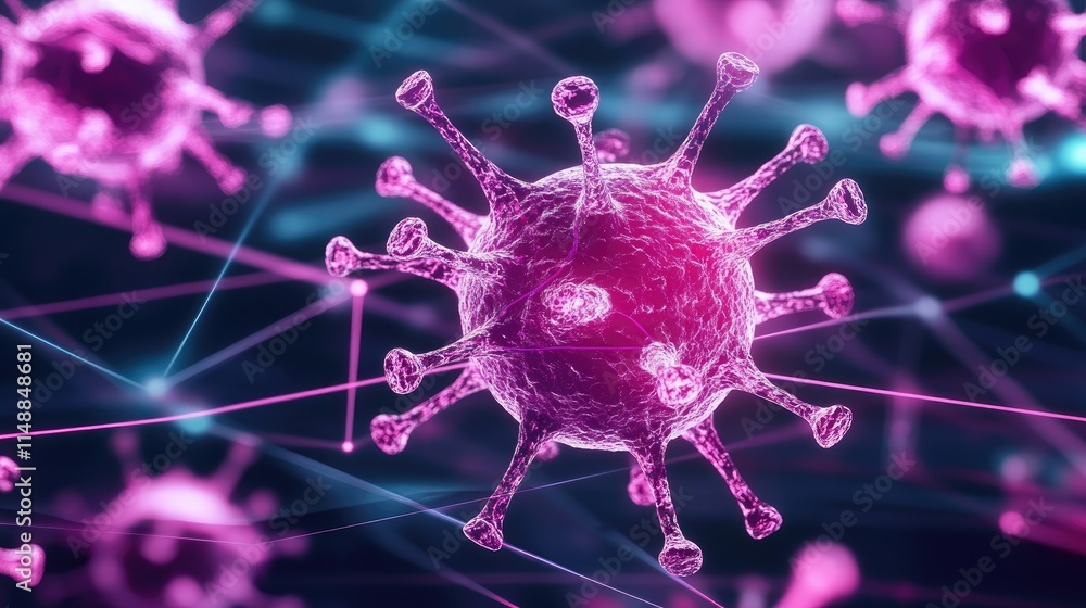 Aufkleber microscopic view of a virus with colorful molecular structures representing infection and disease sp