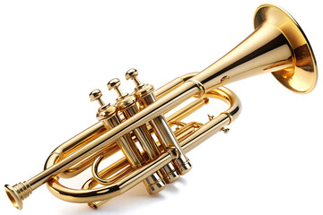 Obraz premium golden trumpet isolated on white background
