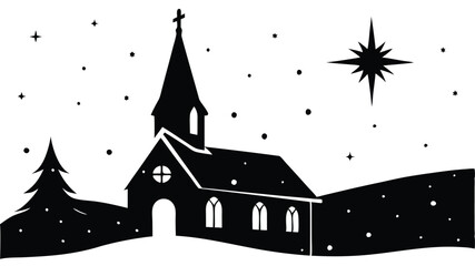  Snow-Covered Church on Christmas Eve