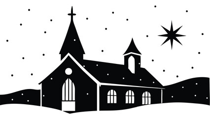 Fototapeta premium Snow-Covered Church on Christmas Eve