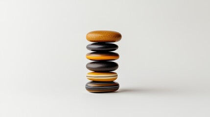 Stacked Smooth Stones with Varied Textures and Colors on a Light Background for Natural and Minimalist Decor Inspiration