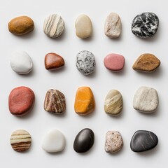 Obraz premium Aesthetically Arranged Collection of Natural Stones in Various Colors Textures from Earth Showcasing Natural Beauty and Unique Patterns for Home Decor