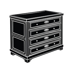 Simple Chest of Drawers Silhouette Vector Illustration