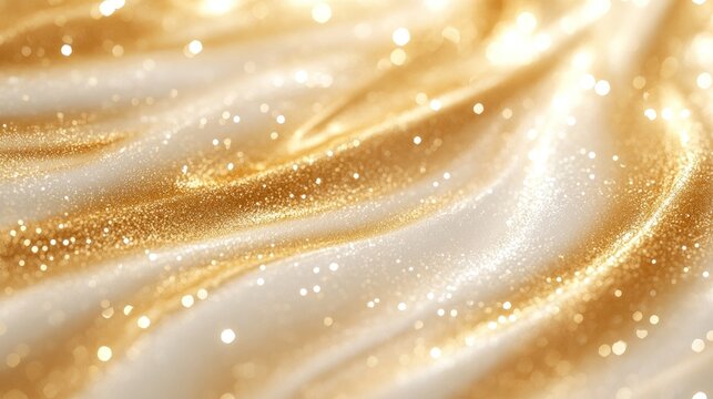 Fototapeta Shimmering gold and white abstract background.