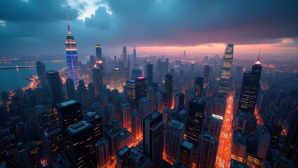 Fototapeta premium City skyline with lights