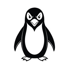 Fototapeta premium Angry Cartoon Penguin - Cute and Fierce Character Vector Design