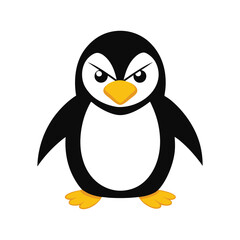 Angry Cartoon Penguin - Cute and Fierce Character Vector Design