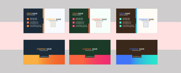 Set of modern business card print templates Double-sided business card design template, Creative and clean corporate business card template.