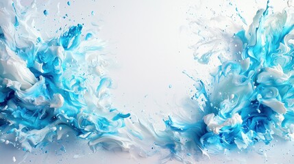Abstract blue and white paint splash background.