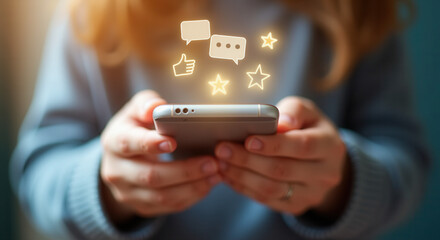 Child holds phone in hands with notifications 