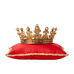 Regal Gold Crown on Red Velvet Pillow Royalty Power Success Leadership