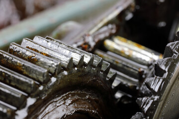 When the housing is open, the gear mechanism and grease can be seen