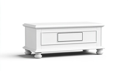 Elegant White Wooden Coffee Table with Drawer and Round Feet for Modern Living Room Decor and Functional Storage Solution
