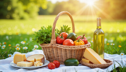 Vibrant Summer Fruit Salad with Fresh Herbs in Outdoor Setting 