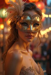 woman with Venetian mask