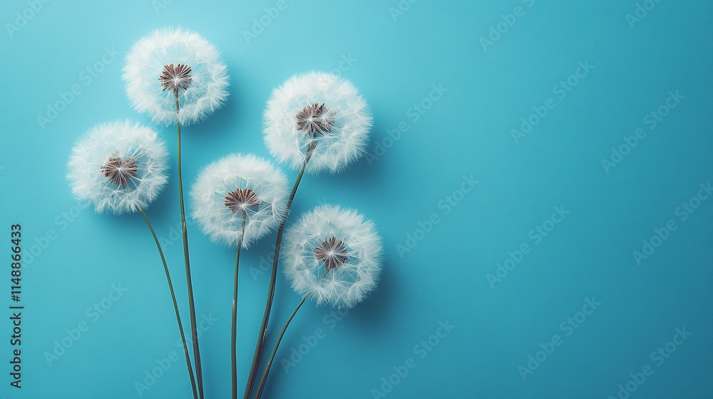 Poster minimalistic chaos on a vibrant blue background, blending symbolism of tranquility and disorder. a p