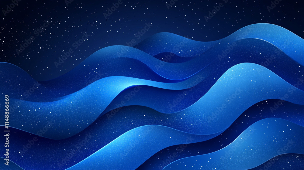 Poster minimalistic chaos on a vibrant blue background, blending symbolism of tranquility and disorder. a p
