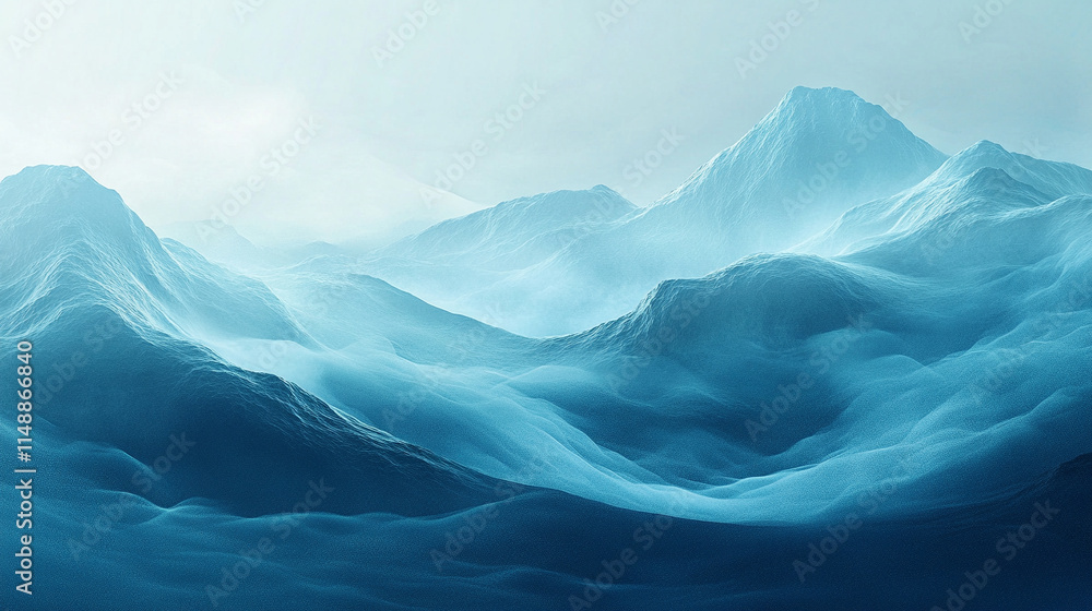 Poster minimalistic chaos on a vibrant blue background, blending symbolism of tranquility and disorder. a p