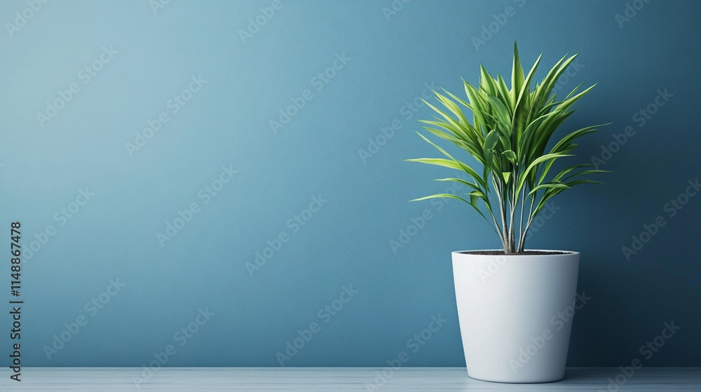 Poster minimalistic chaos on a vibrant blue background, blending symbolism of tranquility and disorder. a p