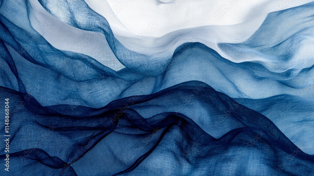 Poster minimalistic chaos on a vibrant blue background, blending symbolism of tranquility and disorder. a p