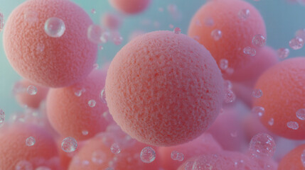 multiple sponge balls are squeezed and deformed 