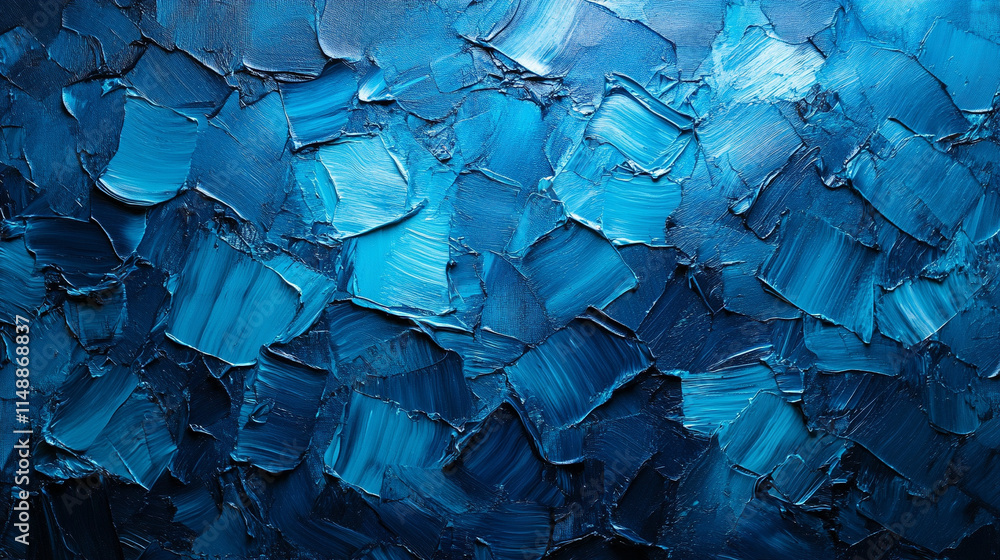 Poster minimalistic chaos on a vibrant blue background, blending symbolism of tranquility and disorder. a p