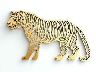 Tiger gold shapped Chinese zodiac on white background