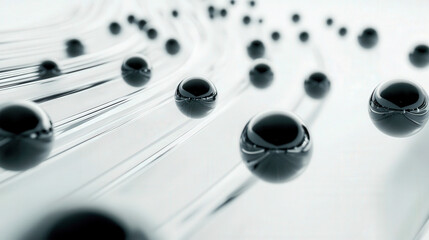 Many black balls shot out from the glass track