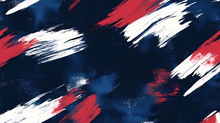 Navy blue, white, and red brush stroke pattern on a dark navy blue background