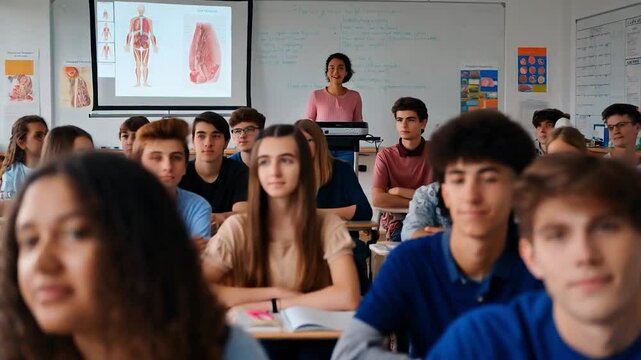 Classroom of Students During Human Body and Sexual Education Lesson
