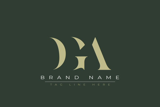 DGA abstract letter logo design. This logo is designed by three abstract letters. 