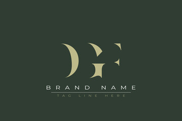 DGF abstract letter logo design. This logo is designed by three abstract letters. 