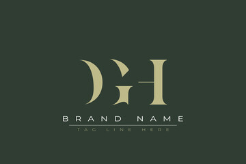 DGH abstract letter logo design. This logo is designed by three abstract letters. 