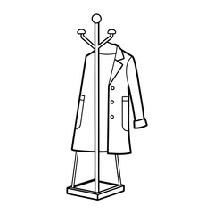 Editable Coat Rack Outline Vector Graphic