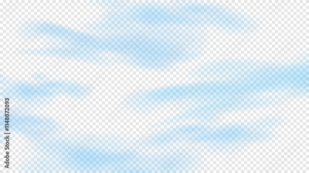 Poster vector illustration. soft blue color clouds layer on transparent background. light, airy design back