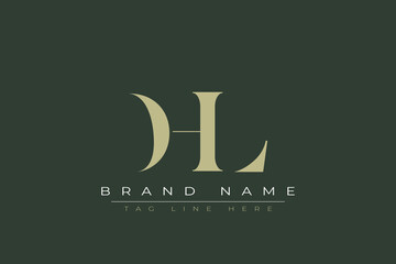 DHL abstract letter logo design. This logo is designed by three abstract letters. 