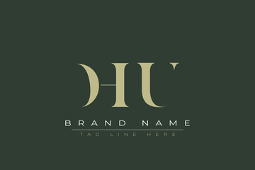 DHU abstract letter logo design. This logo is designed by three abstract letters. 