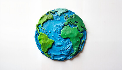 Fototapeta premium Handmade Earth model with blue oceans and green continents