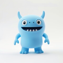 Fototapeta premium Playful Blue Monster: A 3D Rendered Cartoon Character isolated on white background