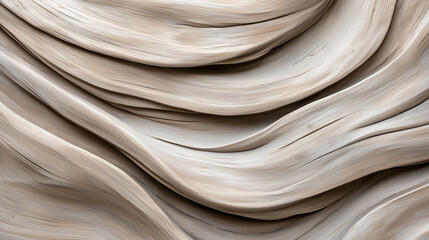 Obraz premium An artistic depiction of driftwood, with soft, weathered gray tones, smooth curves, and intricate grain patterns shaped by the natural forces of water and wind.