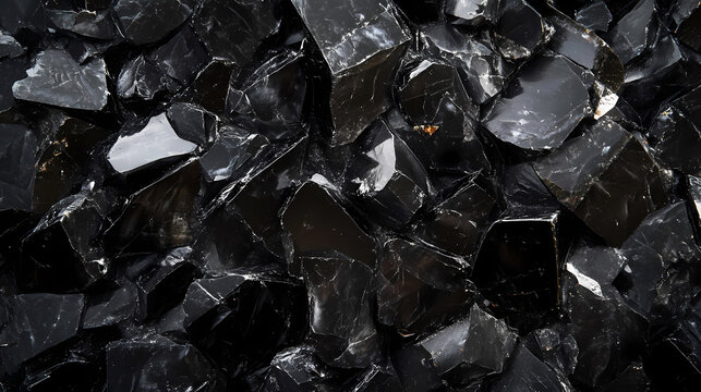 Smooth obsidian stone texture, jet black with sharp reflections and glossy highlights, bold and modern. Obsidian. Illustration