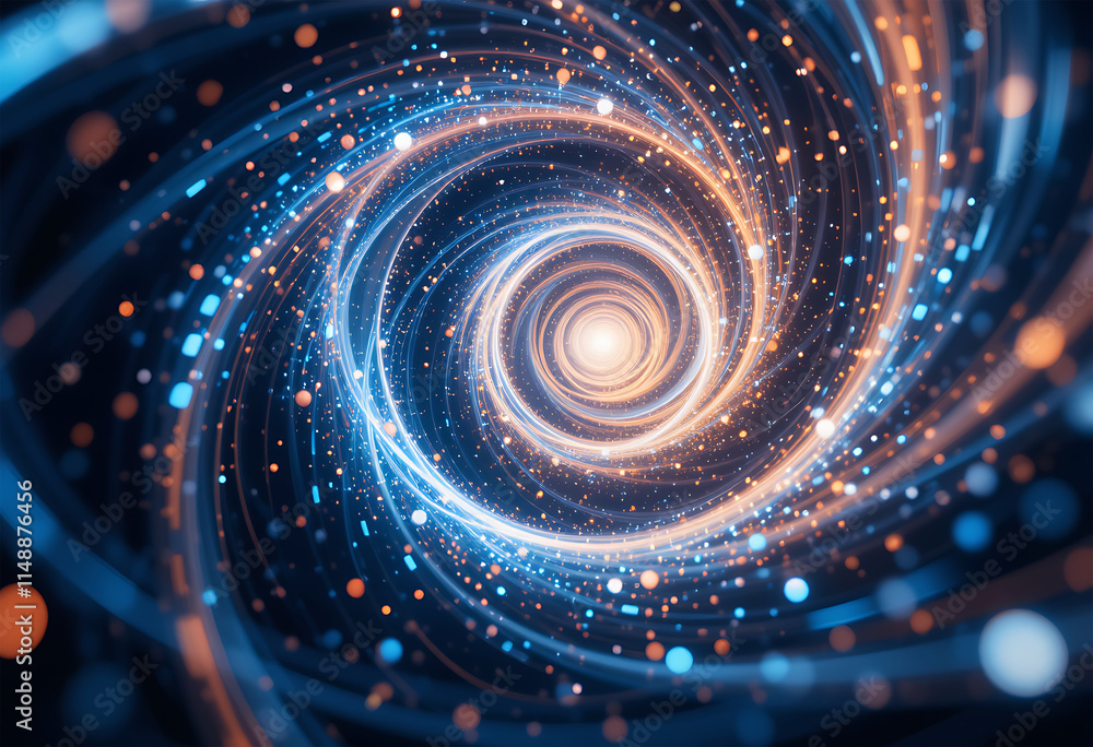Aufkleber abstract spiral with light particles, dynamic vortex background design.
