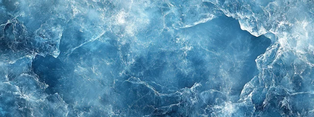 Selbstklebende Fototapeten Icy blue glacier texture with cracks and ridges, sharp and detailed © kazakova0684