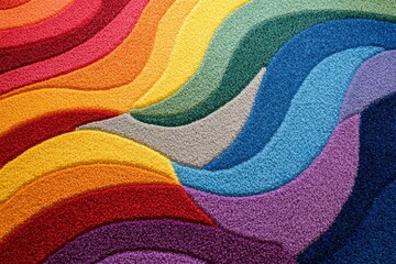 Obraz premium Soft, colorful rug with a vibrant rainbow pattern creating a cozy and cheerful atmosphere