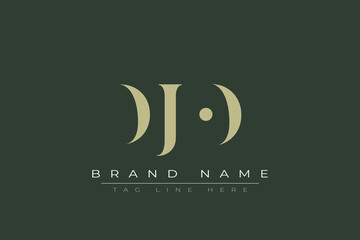 DJO abstract letter logo design. This logo is designed by three abstract letters. 