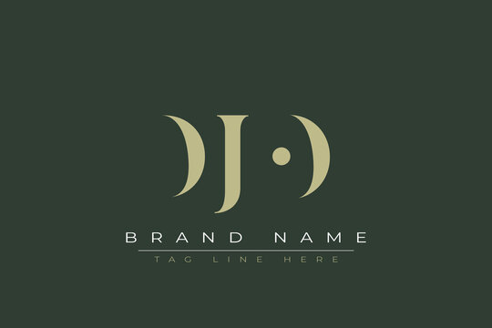 DJO abstract letter logo design. This logo is designed by three abstract letters. 
